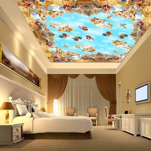 Beibehang Custom Wallpaper 3D Hotel Bar European Retro Ceiling murals Large Fresco Sky Living Room Bedroom Ceiling 3d Wallpaper