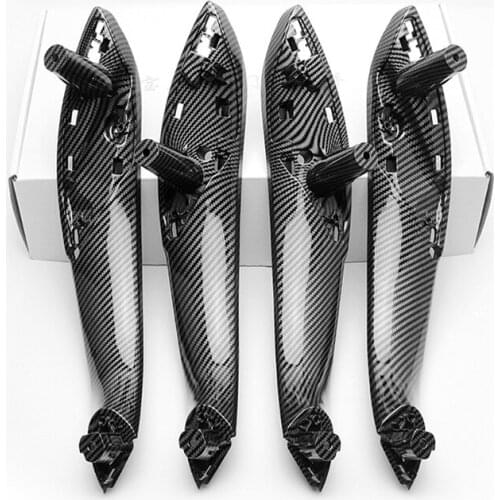 Carbon Fiber Front Left/Right Car Inner Door Handle Trim Pull Panel For BMW F30 F80 F31 F32 F33 F34 F35 3/4 Series Door Handles
