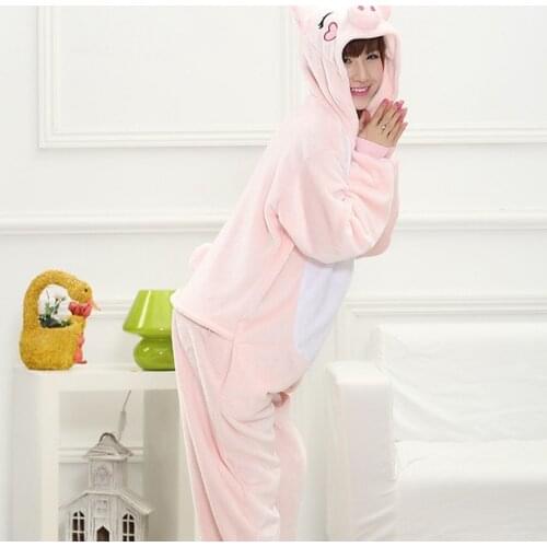 Christmas Adult Pig Kigurumis Cosplay Hooded One Piece Pajamas Onesis Costume Flannel Clothing XL