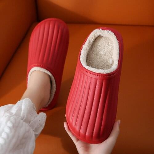 New EVA Plush Warmth Autumn Winter Wear Slippers Waterproof Thick-soled Non-slip Cotton Slippers Indoor Household Couple Mules