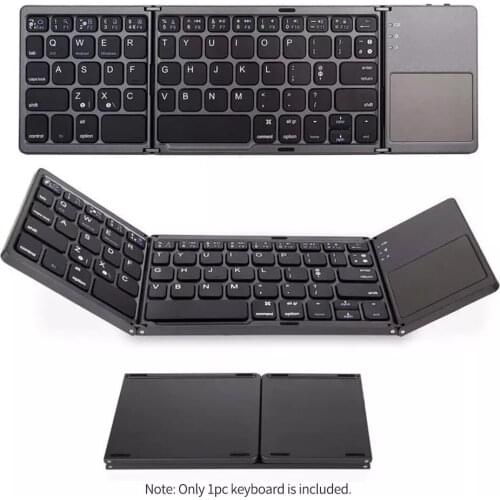 Portable Foldable Keyboard Ultra Slim Travel Keyboard Mini Wireless BT with Touchpad Rechargable Battery for Tablet PC Laptop