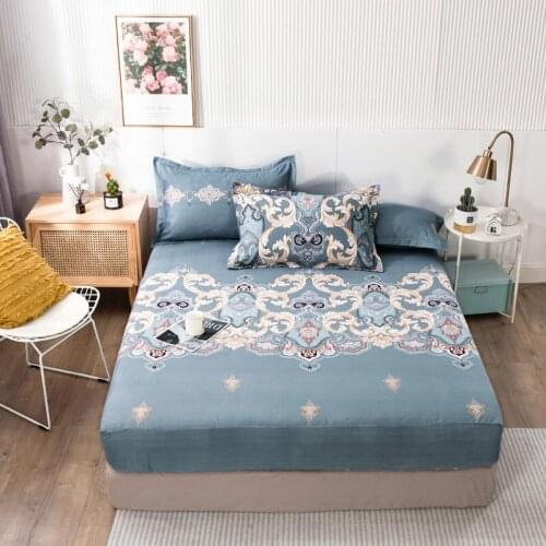 Nordic Geometric Elastic Fitted Sheet Sanding Striped Plaid Bed Linen Sheets 150 Elastic Mattress Pad Cover 180*200 Dropshipping