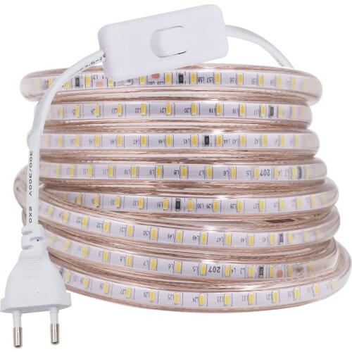 AC220V LED Strip Light 3014 SMD 120LEDs/m Outdoor Waterproof IP67 LED Tape Rope Lights Home Decoration White/Warm White