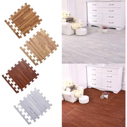 18Pcs Thick Floor Tiles Foam Mats Kid Crawling Mat - Dark Wood Grain Flooring