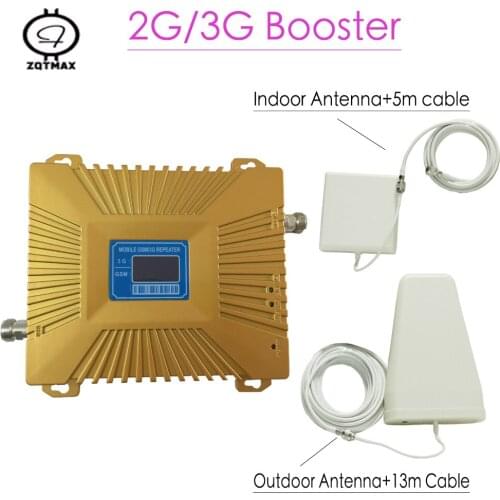 ZQTMAX LTE UMTS Cellular Signal booster GSM repeater 900 2100 Dual Band 2g 3g Mobile Amplifier Signal + antenna accessories