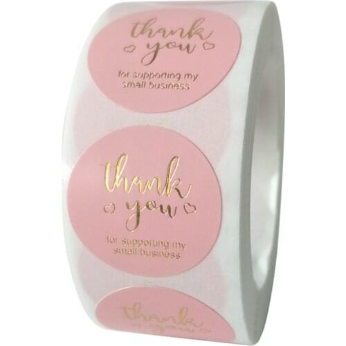 50-500pcs Round Pink Business Label Stickers Paper Cute Thank You Stickers for Baking Packaging Seal Labels Stationery Stickers