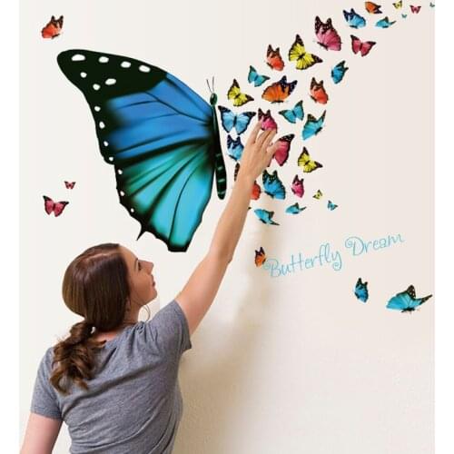 Butterfly Patterns Vinyl Sticker Girls Room Decoration Colorful Beautiful Animals Wall Decal creative Insects Wings Flying Mural