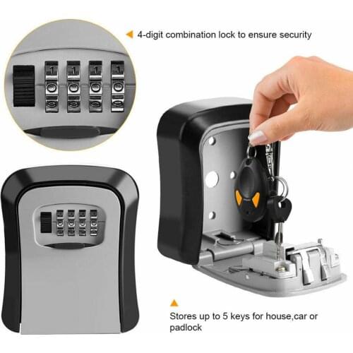Mini 4 Digit Combination Key Lock Box Wall Mount Safe Security Storage Steel for Indoor and Outdoor