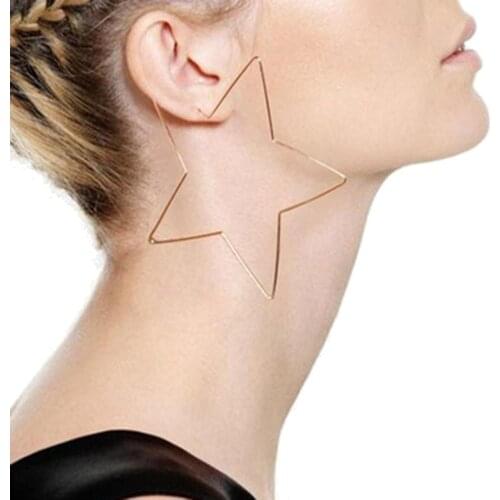 Fashion Personality Women Big Hollow Star Heart Charm Earings Statement Trendy Punk Huggie Hoop Earrings Jewelry For Lady Gifts