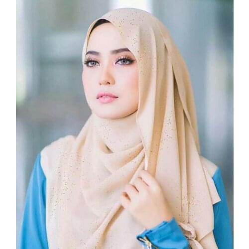 Candy-colored gold powder sequined pearl chiffon turban hijab muslim scarf women scarfs for ladies muslim scarves