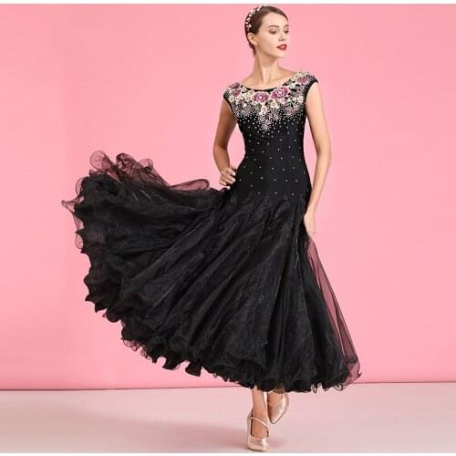 Ballroom dance performance wear women modern dance dress ball dance costumes waltz tango rumba brilliant full-skirt dress S7043