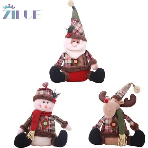 Zilue 1Pcs Christmas Pendant Sitting Snowmen Santa Dolls Pendants Gift Decorations Supplies Christmas Figurines Festival Decor