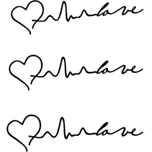 Temporary Tattoo sticker for body art heart beat wave water transfer flash tattoo fake tatoo for men women tattoos
