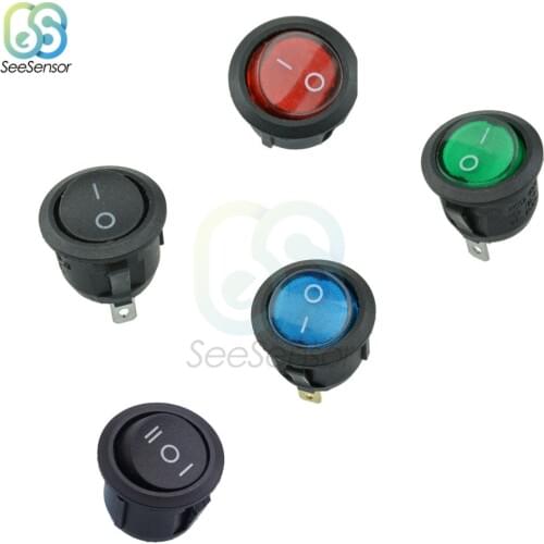 10Pcs Mini 3 Pin SPDT ON-OFF Push Button Switch Set Snap-in Toggle Switch Round Black Red Green Yellow DIY Electronic