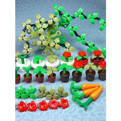 20 sets/lot MOC Bricks Plant FlowerPot Bucket 18742 Cone 85975 Container 95343 City Educational Building Blocks Assembled Toys