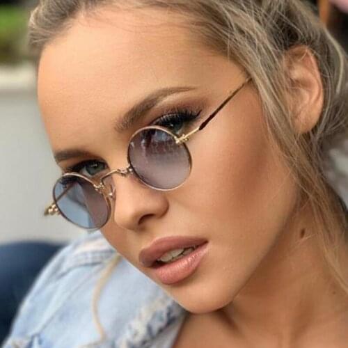 2020 Classic Small Frame Round Sunglasses Women Men Luxury Brand Design Alloy Tinted Sun Glasses Vintage Punk Goggles UV400