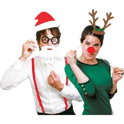 27 pcs/lot DIY Christmas Photo Booth Props Hat Mustache On A Stick Birthday Party Fun Favor