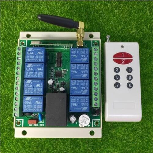 433mhz Universal AC 110V 220V 10A relay 8CH RF Remote Control Switches Receiver& Transmitters Switch power on/off lighting