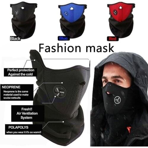 Airsoft Warm Fleece Bike Half Face Mask Cover Face Hood Protection Cycling Ski Sports Outdoor Winter Neck Guard Scarf Warm Mask