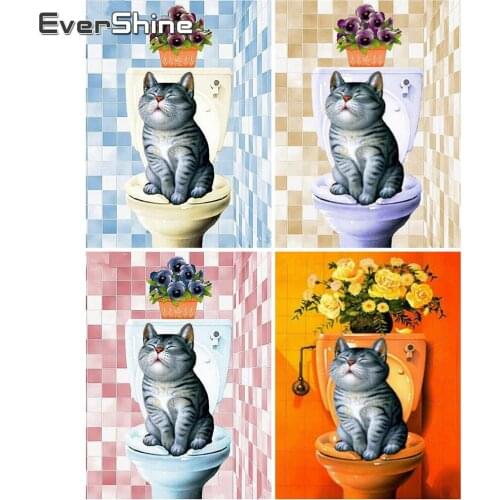 EverShine 5D Diamond Embroidery Cartoon Cross Stitch Handmade Gift Diamond Painting Cat New Arrival Home Decor Handmade Hobby