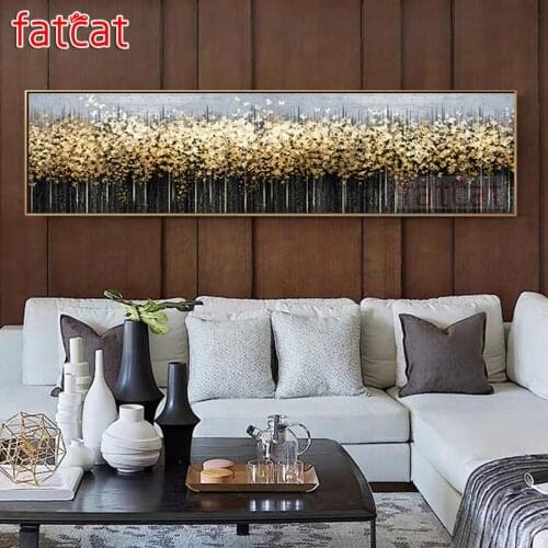 FATCAT Abstract golden black landscape tree large 5D Diy Daimond Painting Full Square Round Rhinestone Embroidery Sale AE2547