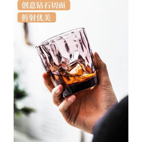 Diamond Lead-free Glass Water Cup Color Household Uncovered Glass Tea Cup Whiskey Beer Coffee Milk Tea Mug Bar Drinkware