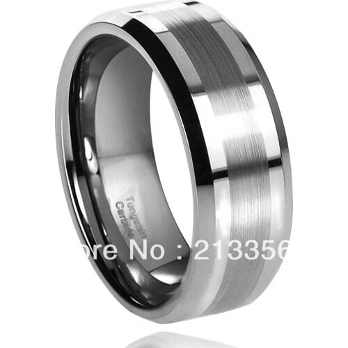 Free Shipping Buy Cheap Price Discount Sales USA HOT Selling 8MM Men&Womens Beveled Brushed Center New Tungsten Wedding Rings