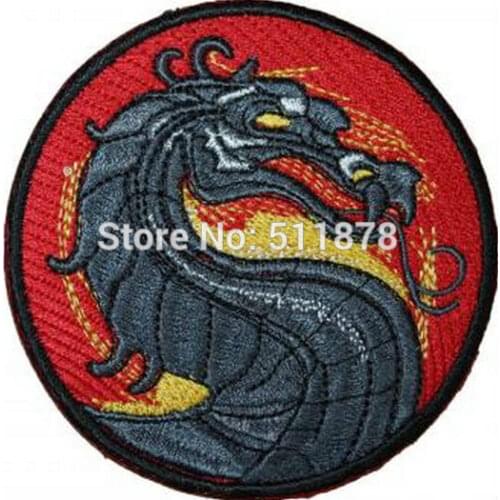 3" Mortal Kombat Dragon Logo anime Movie TV Series Costume Embroidered Emblem sew on iron on patch Baseball Cap Badge