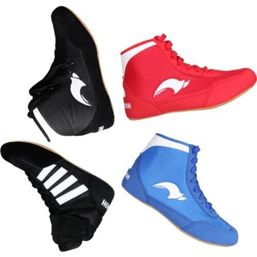 GINGPAI Wrestling Shoes Professional Boxing Shoes Mens Training Shoes Tendon Bottom Artificial Leather Sports Shoes Breathable