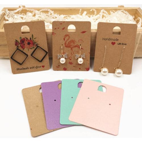 50Pcs Kraft Paper Handmade Jewelry Display Card Accessories Necklace Stud Earring Cards Price Tag Gift Label Display Paper 6.5x5
