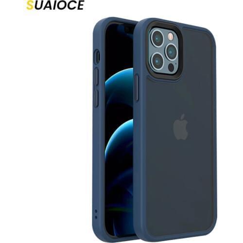 SUAIOCE Original Skin For iPhone 12 Mini Anti-knock Case For iPhone 12 Pro Max Matte Translucent Cover Luxury Protective Case