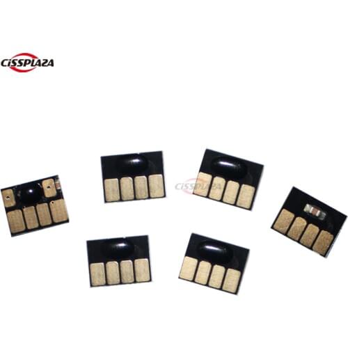 CISSPLAZA 6pcs auto reset cartridge chip Permanent chip compatible for HP72 T610 T1100 C9403A C9370A C9371A C9372A C9373A