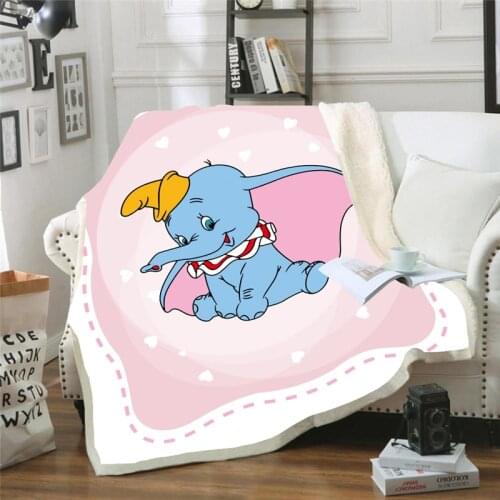 Disney Dumbo Pink Blanket Baby Flannel Plush Blanket Throw Sofa Bed Cover Twin Bedding for Kids Boys Girls Children Gifts