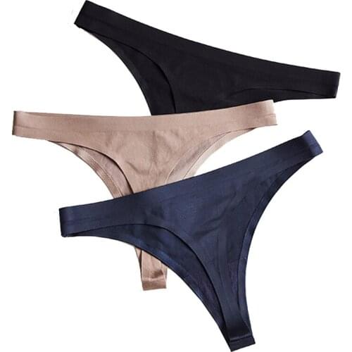 Dropshipping Sexy Women Ice Silk G String Thongs Low Waist Sexy Panties Ladies Seamless Underwear Lingerie