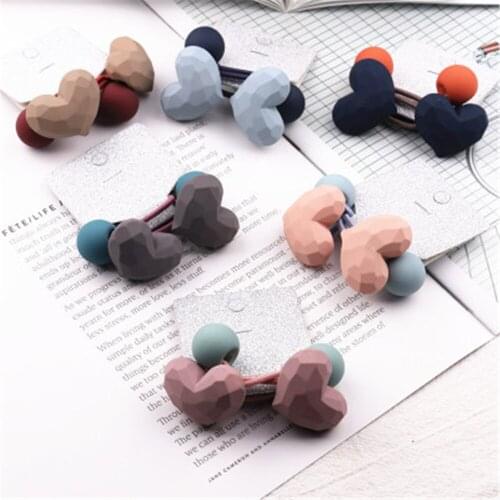 Girls Kids Cartoon Elastic Hair Band Rubber Tie Acrylic Hair Accessories Heart резинки для волос gumka do wlosow Wholesale