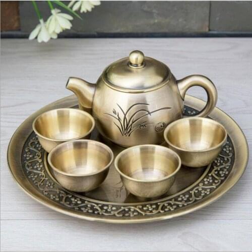 European 6 pcs/set decorative metal wine set whiskey decanter kitchen accessories tea for one set cup tea set tea cups JJ082