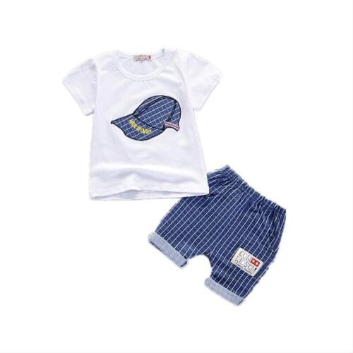 Summer Baby Boys Girls Clothing Sets Infant Toddler Clothes Embroidered Hat T Shirt Shorts 2Pcs Children Kids Cotton Tracksuits
