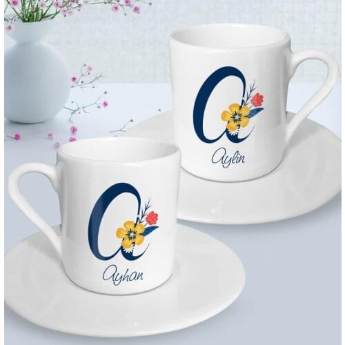 Personalized Dual Case and Name Design Turkish coffee Cup Seti-2