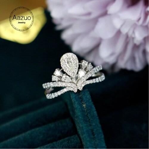 Aazuo 18K Solid White Gold Real Natrual Diamonds 0.75ct Classic Princess Engagemen Ring Gift For Woman&Lady Birthday Party