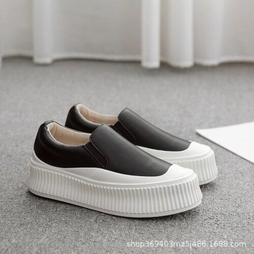 Slip On Loafers Shose Women Genuine Leather Sneakers Platform 2021 Spring New Slip On White Shoes for Women Sneakers Lazy Shoes