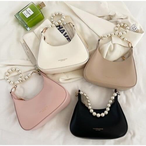 Half-Moon Design Small PU Leather Crossbody Bags For Women 2021 Simple Ladies Chain Trend Armpit Shoulder Handbags