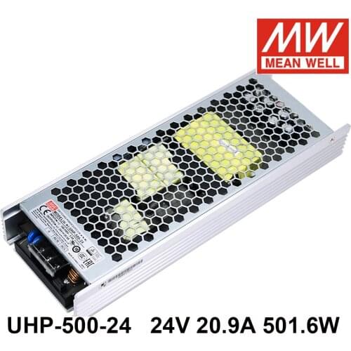 Mean Well UHP-500-24 24V 20.9A 501.6W Single Output Switching Power Supply Fanless Design Slim Type With PFC LED Driver