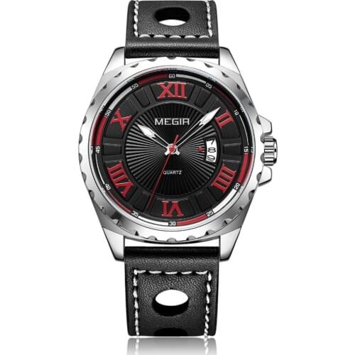 MEGIR Military Quartz Men Watch Leather Sport watches Fashion Large Dial High Quality Clock Wristwatch Relogio Masculino