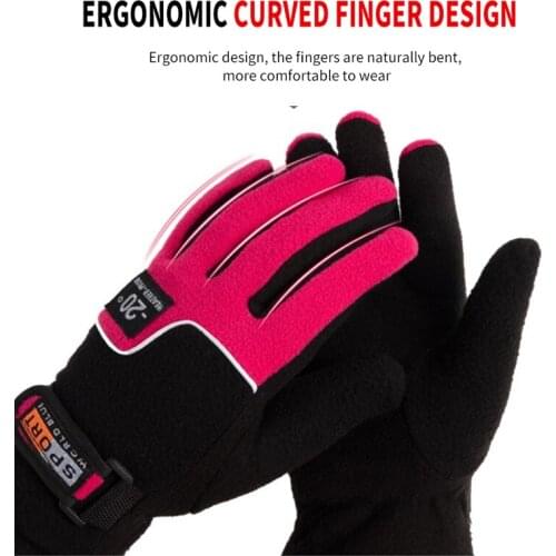 Fashion Unisex Outdoor Fleece Gloves Windproof Warm Winter Riding Gloves Polar Fleece Sports Full Finger Motorcycle Gloves