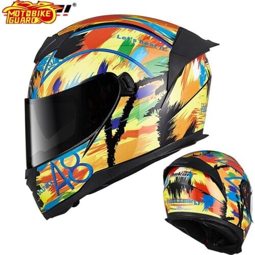 Motorcycle Full Face Helmet Double Lens Tail Wing Helmets Moto Motorbike Scooter Helmet Modular Motorbike Men Women Capacete