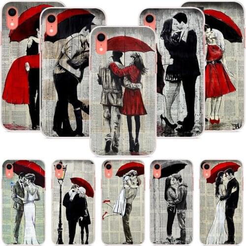 Soft Transparent Phone Case For Iphone XS Max 11 Pro Cover 7 8 6s 6 Plus XR X 12 Mini Lovers Embrace Kissing Art Pattern Shell