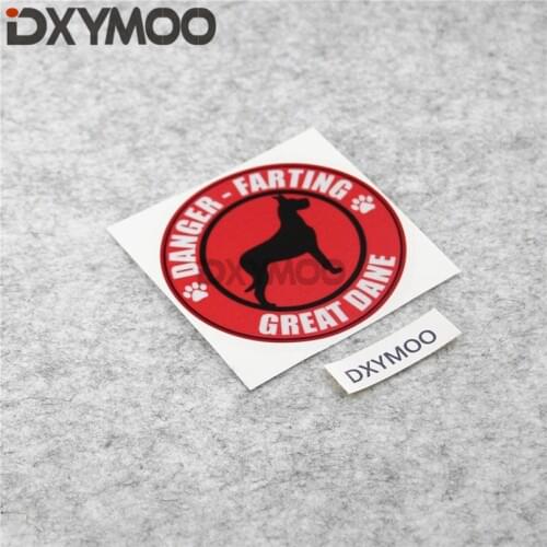 Motorcycle Bike Sticker Warning DANGER FARTING GREAT DANE Funny Dog Car Styling Bumper