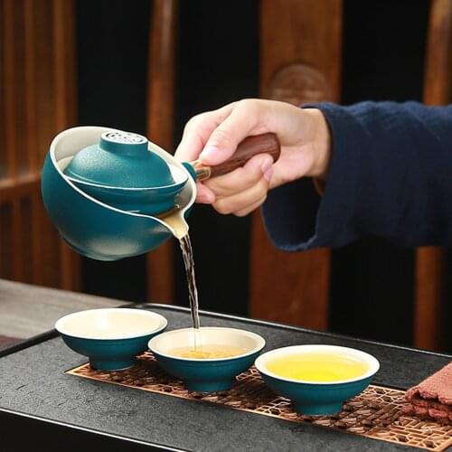 Portable Teaware Office Chinese Ceramic Teapot Set Travel Tea set Porcelain Teacups Teaware with Serving Tray Tea Infuser Gifts