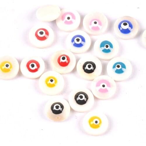 10Pcs Beige Natural Mother Of Pearl Shells For Making Jewelry Bracelet Evil Eyes Seashells Handmade Crafts DIY Home Decor tr0361