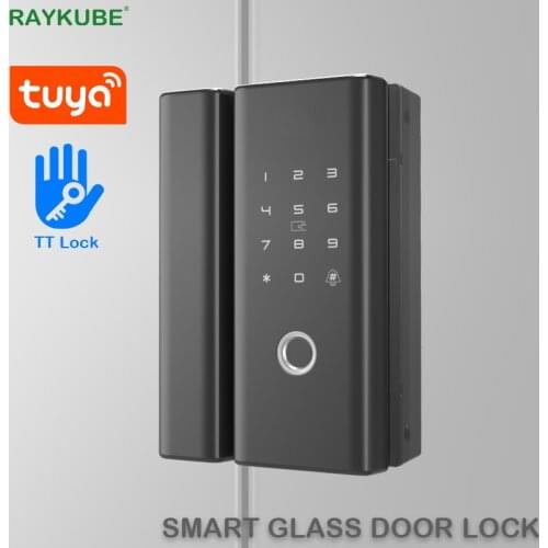 RAYKUBE Fingerprint Glass Door Lock Bluetooth Wifi Support Phone APP 4 Unlock Method For Office Glass And Wooden Door